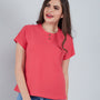 Women Plain Regular Wear T-Shirts- Pink