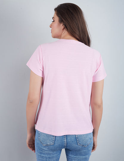 Stylish Plain Short T-shirts For Women - Blush Pink At Online