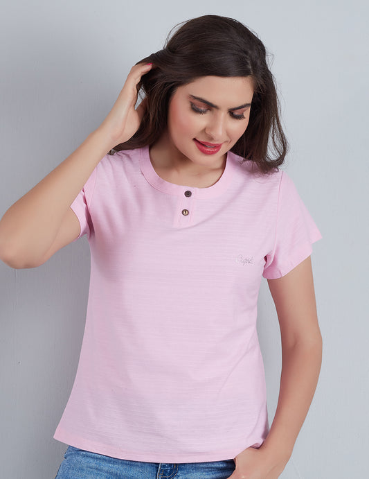 Stylish Plain Short T-shirts For Women - Blush Pink At Online In India 