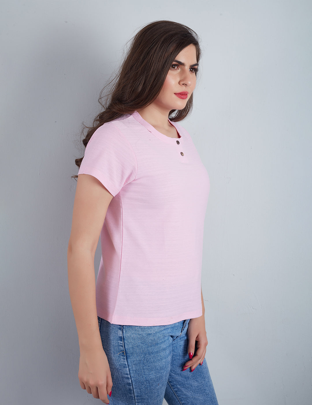 Stylish Plain Short T-shirts For Women - Blush Pink At Online
