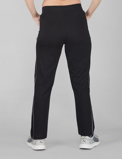 Women Cotton Regular Fit Track Pants - Black