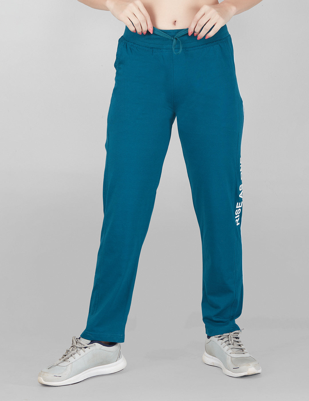 Women Cotton Regular Fit Track Pants - Teal Blue
