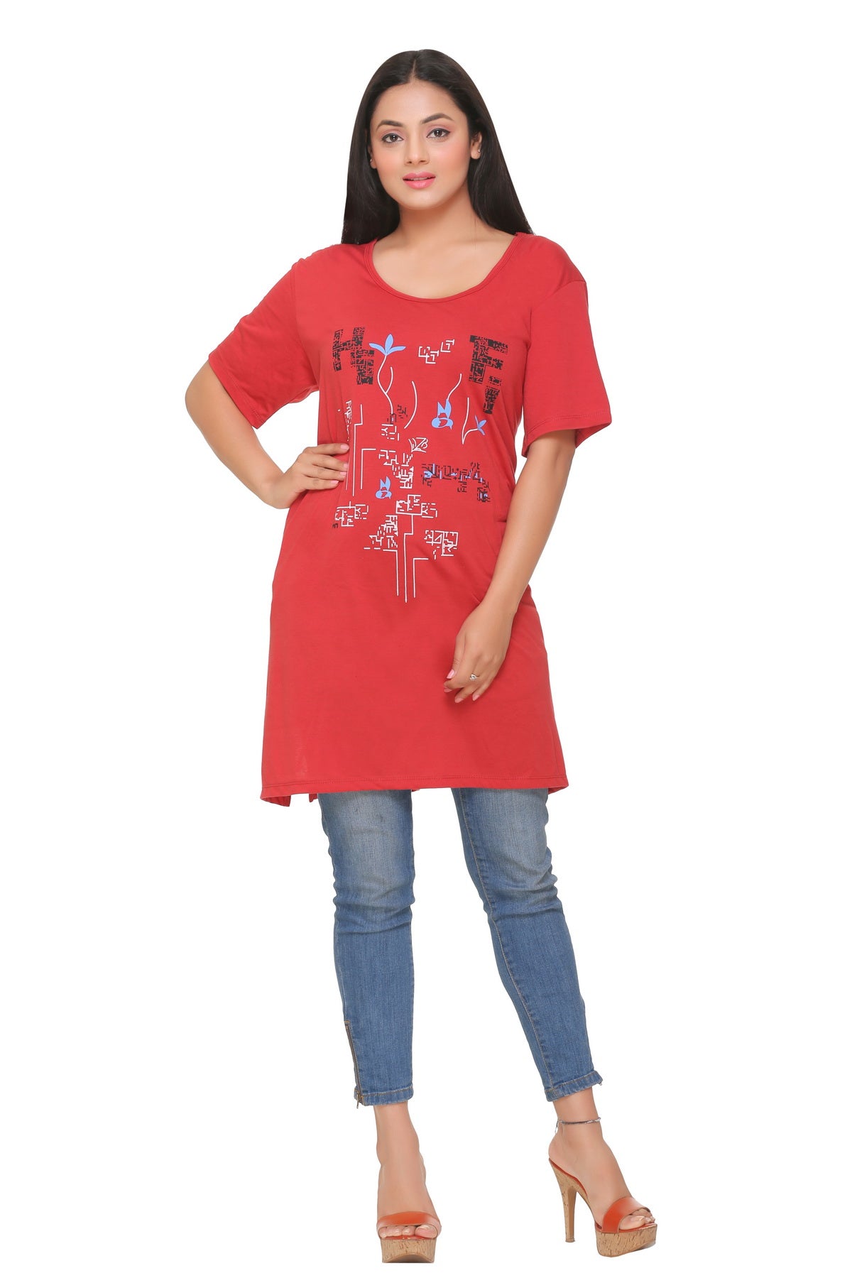 Buy Comfortable Half Sleeves Plus Size Cotton Long Top For Women In Rust  Red Online In India - Cupidclothings – Cupid Clothings