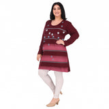 CUPID Women Plus Size Full Sleeves Cotton Long Top For Winter and Semi Winter For Women Combo of Two (Wine/Sky) freeshipping - Cupid Clothings