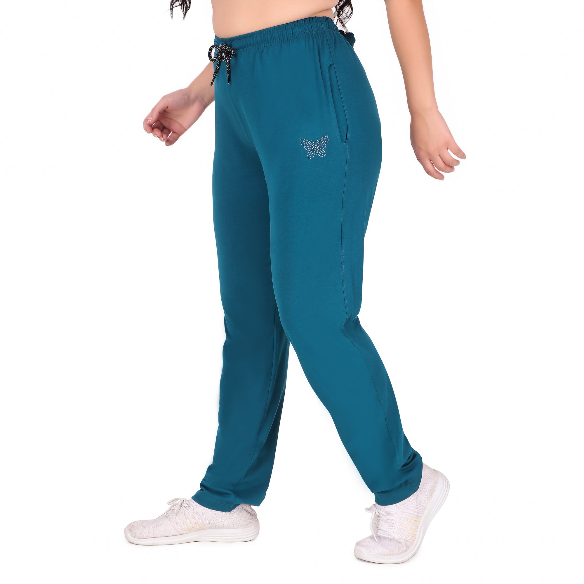 Dry Fit Solid Womens Solid Blue Track Pant womens Cotton Track Pants Joggers Night Wear PajamaSports GymLower Yoga