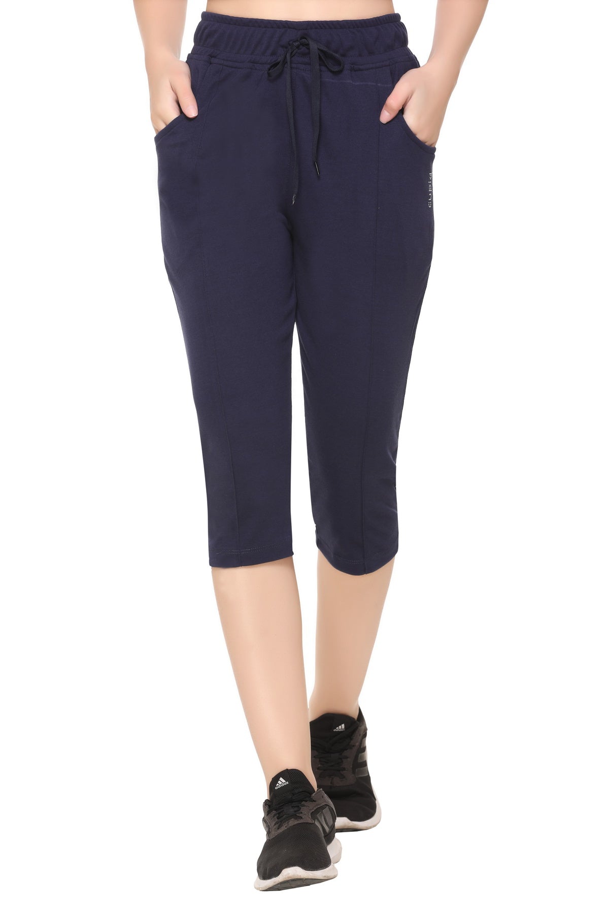 Stylish Imperial Blue Cotton Half Capris For Women online in India