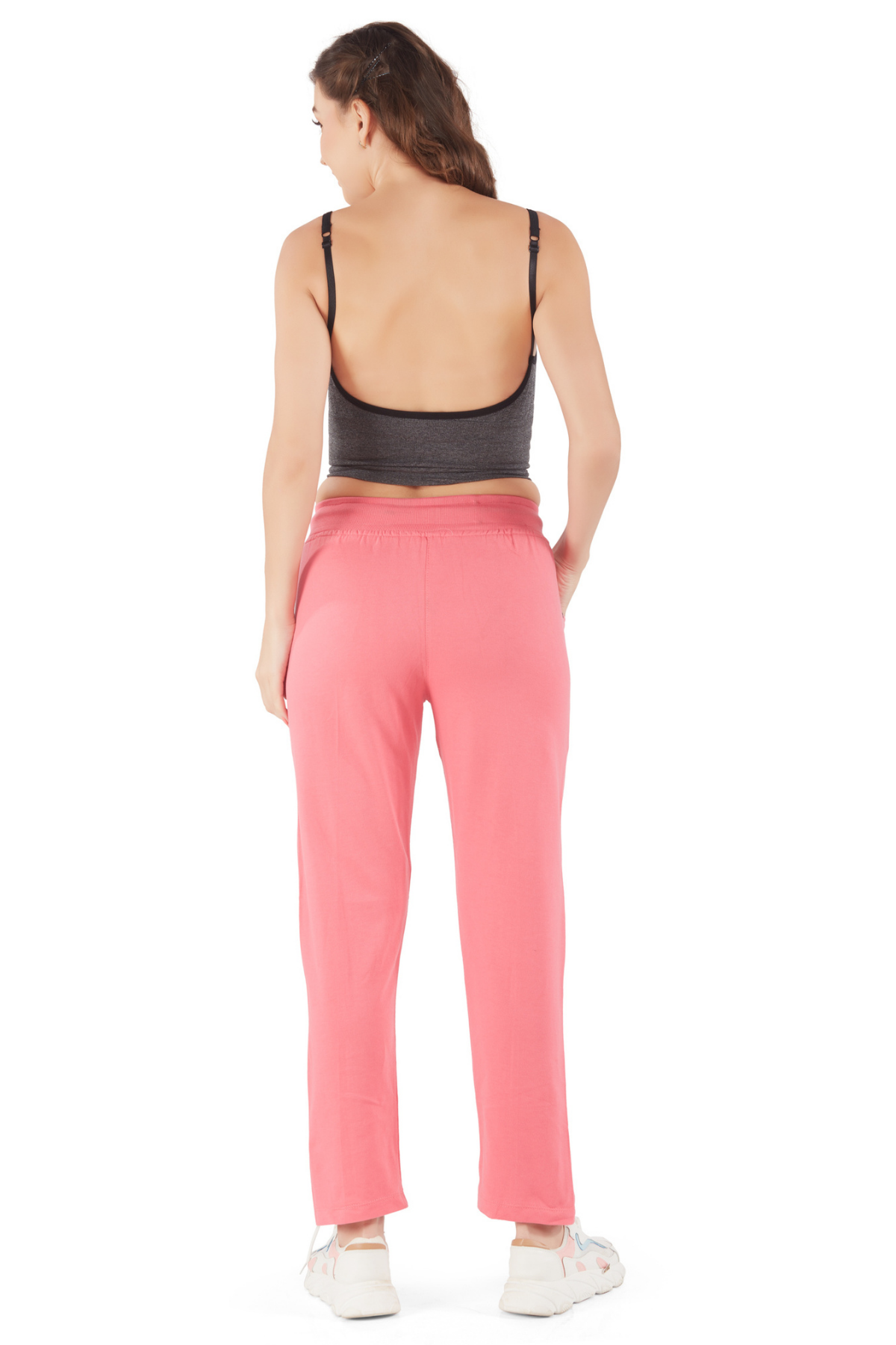 Cotton Regular Fit Lounge Pants For Women - Pink
