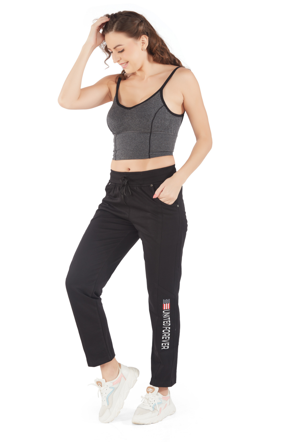 Comfy Black Regular Fit Cotton Lounge Track pants for Women online in India at best prices