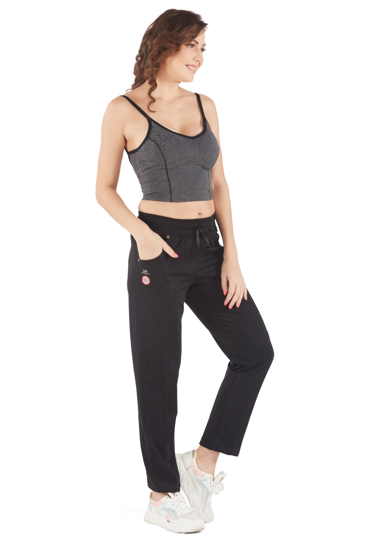 Buy Regular Fit Cotton Black Lounge Pants for Women with Pockets