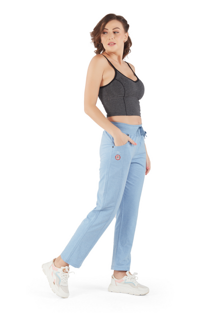 Cotton Regular Fit Lounge Pants For Women - Sky Blue