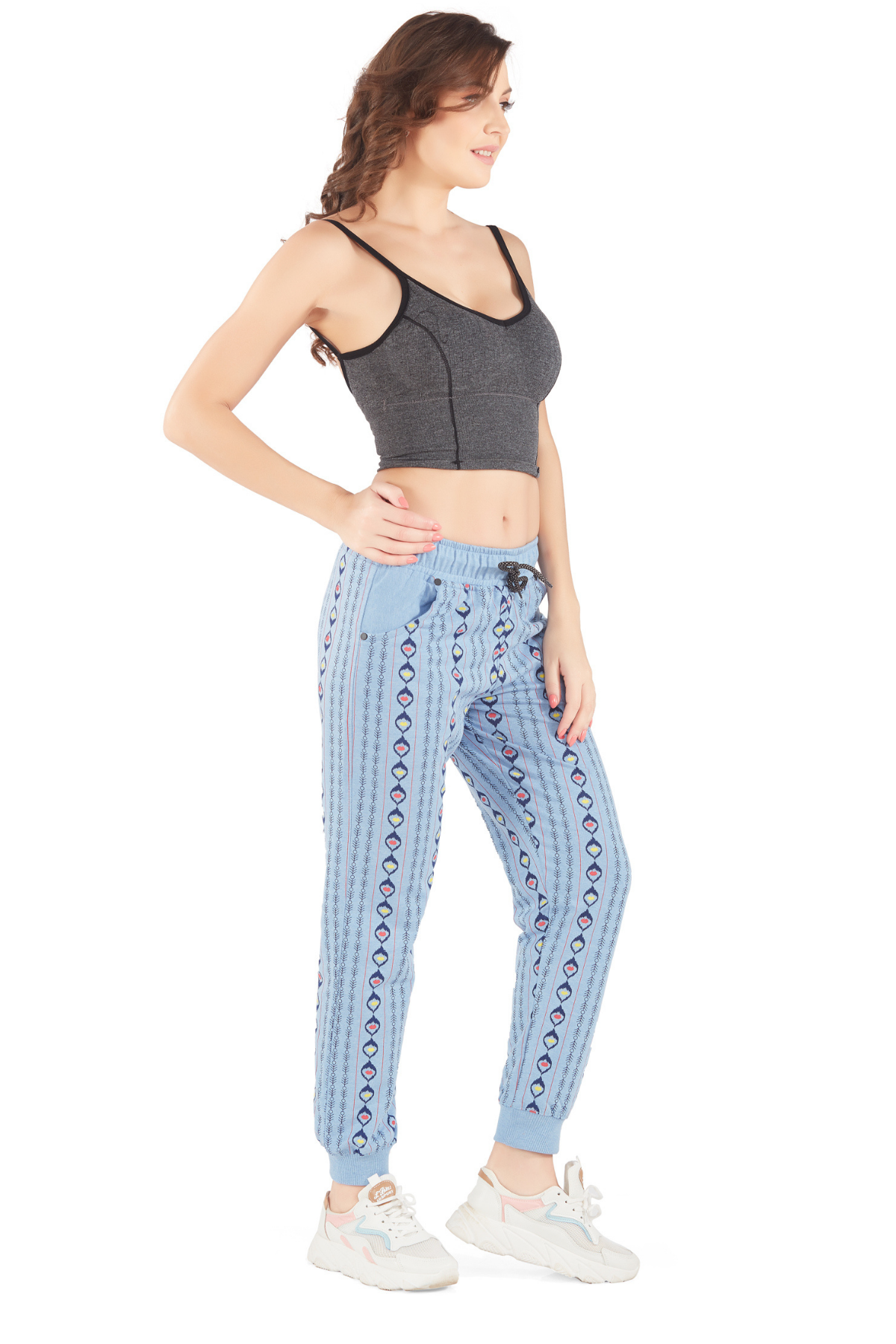 Comfortable Printed Joggers for Women in Sky Blue online at best prices