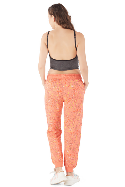 Comfortable Printed Joggers for Women in Orange online at best prices