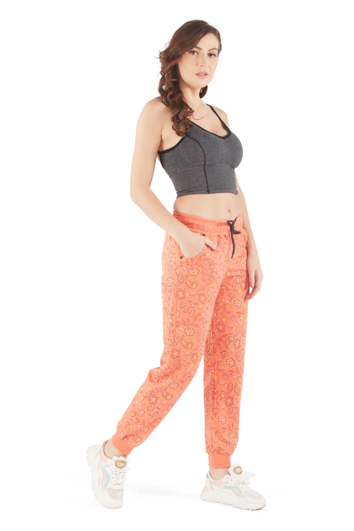 Comfortable Printed Joggers for Women in Orange online at best prices