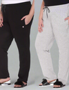 Cotton Trackpants With One Side Zip Pocket (Black & Grey)