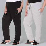 Cotton Trackpants With One Side Zip Pocket (Black & Grey)