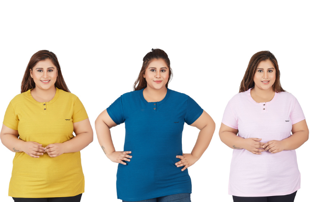 Stylish Plain Cotton T-shirts For Women (Pack Of 3) Online In India