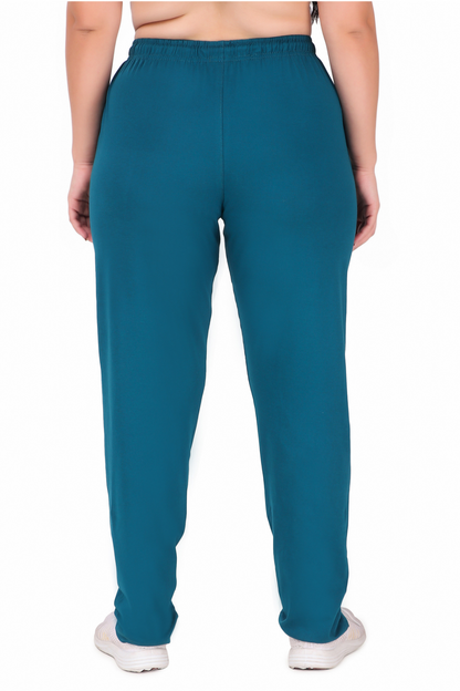Cotton Track Pants For Women - Teal Blue