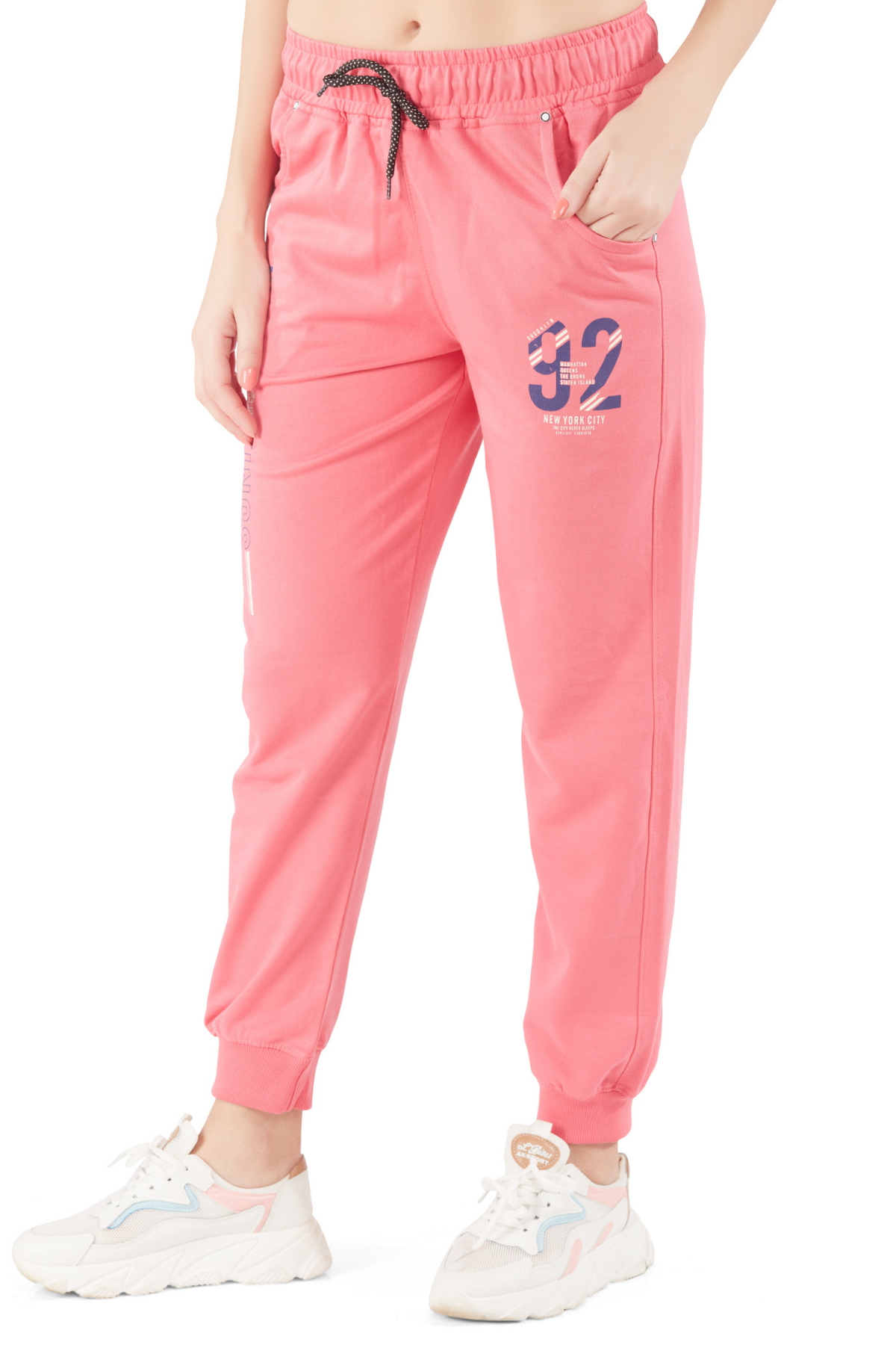Cotton Regular Fit Joggers With Pockets - Pink