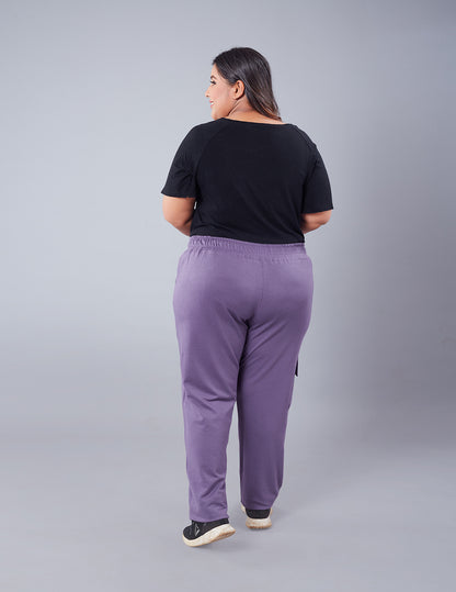 Stylish Lavender Plain Cotton Lounge Pants With 3 Pockets For women Online In India 
