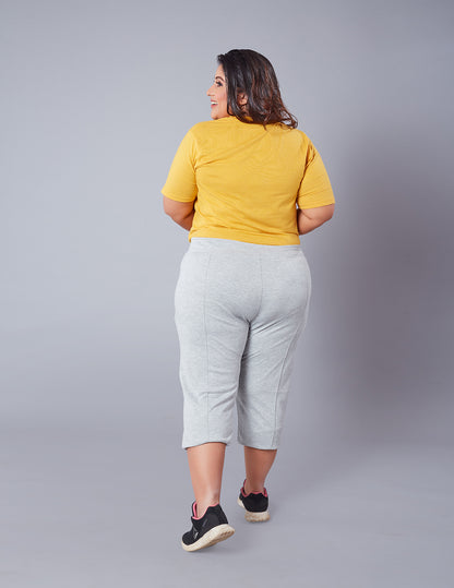 Women Plus Size Capris - Cotton Capri Pants - Grey