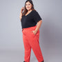 Cupid Plus Size Printed Cotton Night Pants Lowers For Women (Coral Orange)
