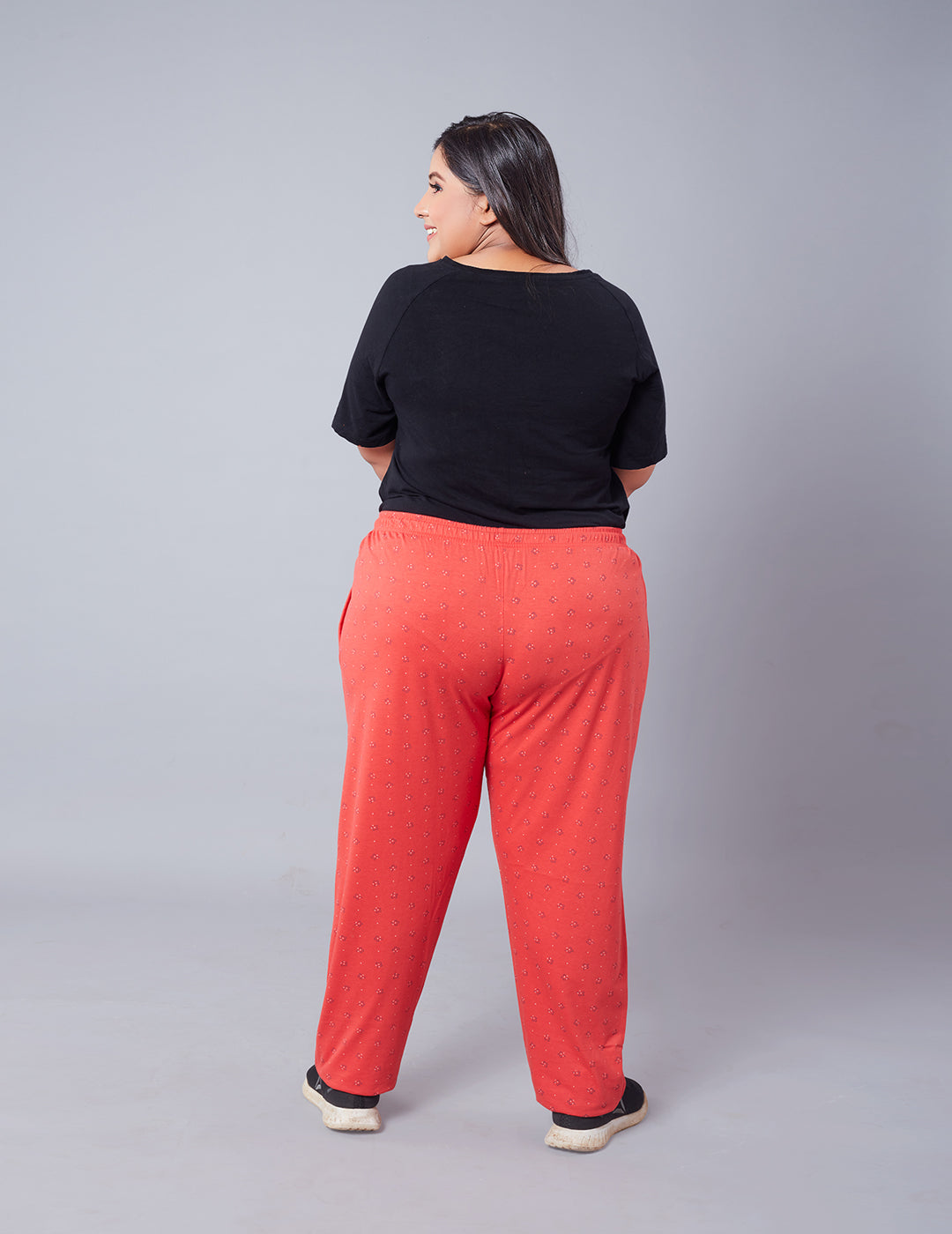 Stylish Orange Printed Cotton Plus Size Night Pants For Women Online In India