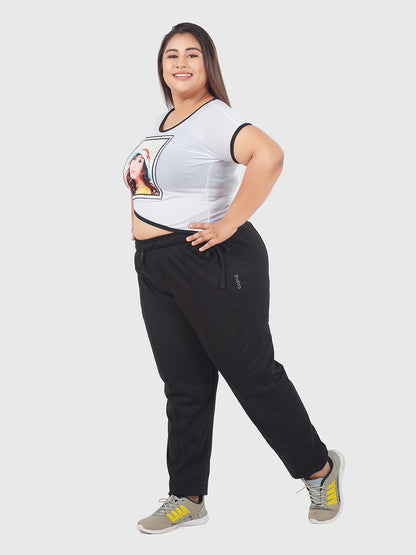 Plus Size Cotton Track Pants - Relaxed Fit Lounge Pants
