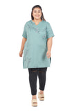Plus Size Printed Long Tops For Women Half Sleeves MultiColor