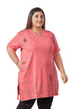 Plus Size Printed Long Tops For Women Half Sleeves MultiColor