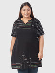 Plus Size Printed Long Tops For Women Half Sleeves ( MultiColor)