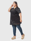 Plus Size Printed Long Tops For Women Half Sleeves MultiColor