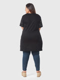 Plus Size Printed Long Tops For Women Half Sleeves MultiColor
