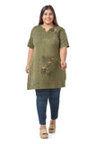 Plus Size Printed Long Tops For Women Half Sleeves MultiColor