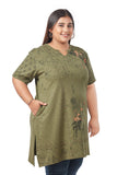 Plus Size Printed Long Tops For Women Half Sleeves MultiColor