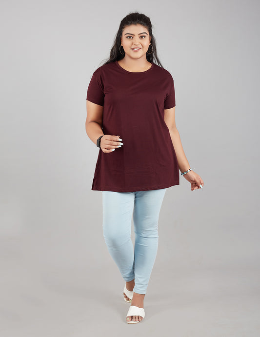 Comfy Wine Plus Size Cotton T-shirts For Women At Best Online