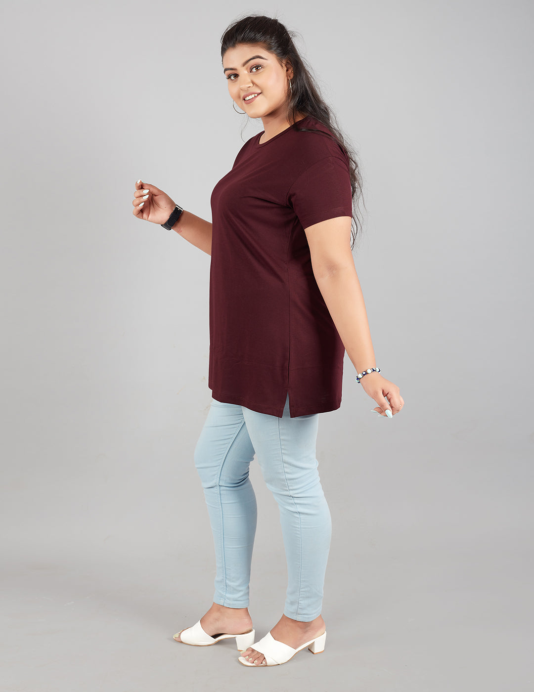 Comfy Wine Plus Size Cotton T-shirts For Women At Best Online