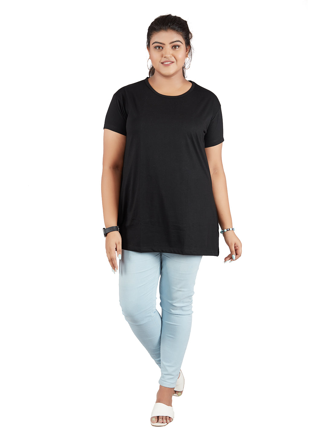 Comfortable Plus Size Plain Cotton Long T-Shirts For Women (Pack Of 2) Online In India