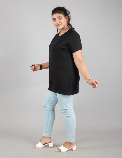 Comfortable Plus Size Plain Cotton Long T-Shirts For Women (Pack Of 2) Online In India