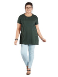 Plus Size Plain Cotton T-Shirts For Women Pack of 2 (Navy Blue & Bottle Green)