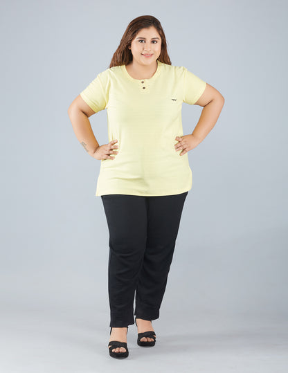 Plus Size Cotton T-shirts For Summer - Lemon At Online