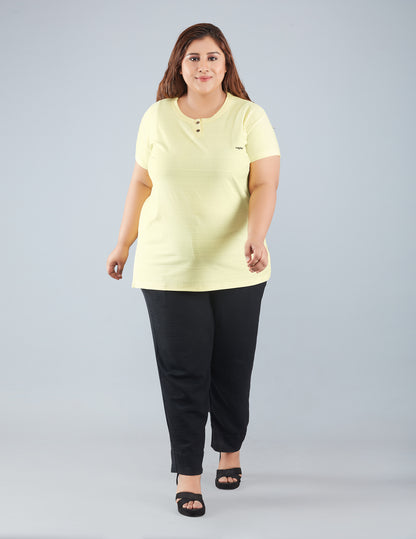 Plain Cotton T-shirts For Summer Pack of 3 (Lemon, Sage & Pink) At Online