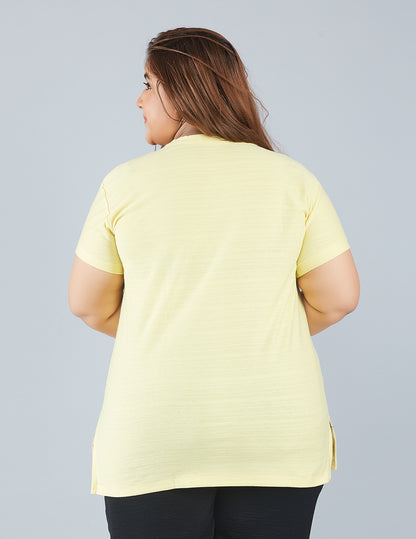 Plus Size Cotton T-shirts For Summer - Lemon At Online