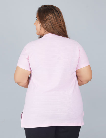 comfortable Plus Size Cotton T-shirts For Women In Summer - Blush Pink