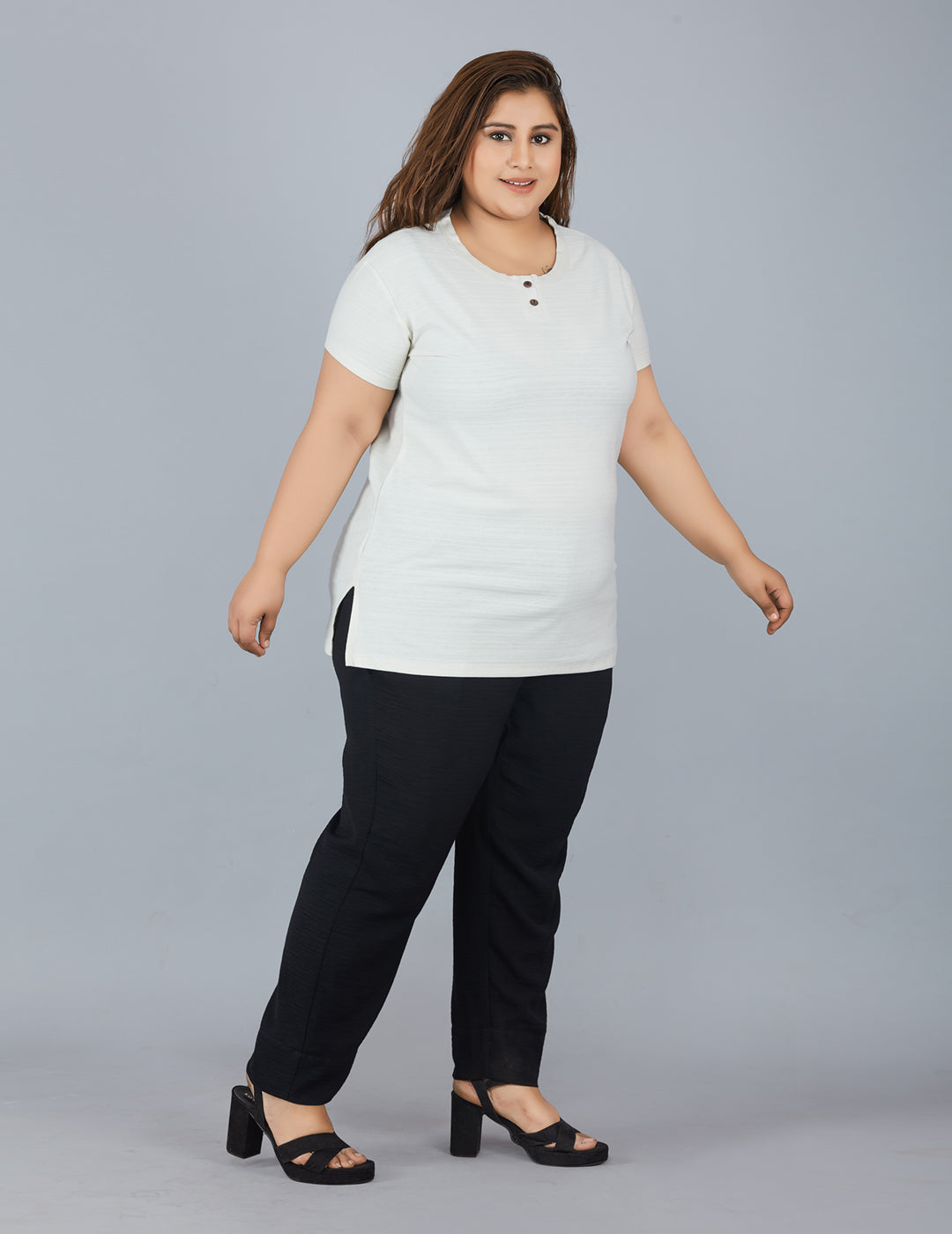 Stylish Plus Size Cotton T-shirts For Women in summer - Off White At Best Prices