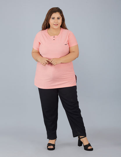 Plus Size Cotton T-shirts For Summer - Peach At Best Prices
