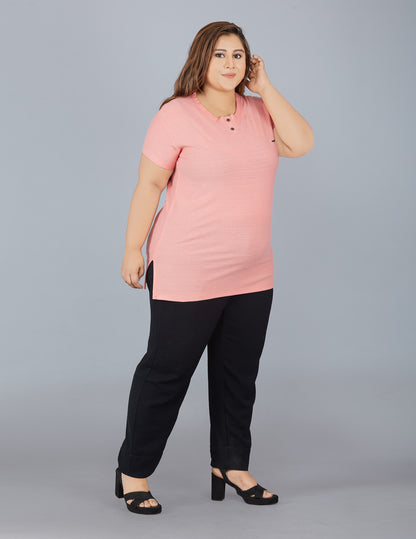 Plus Size Cotton T-shirts For Summer - Peach At Best Prices