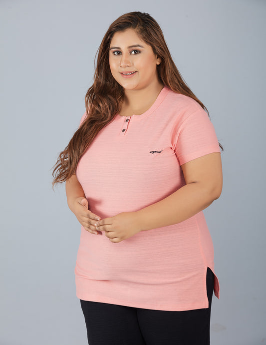 Plus Size Cotton T-shirts For Summer - Peach At Best Prices