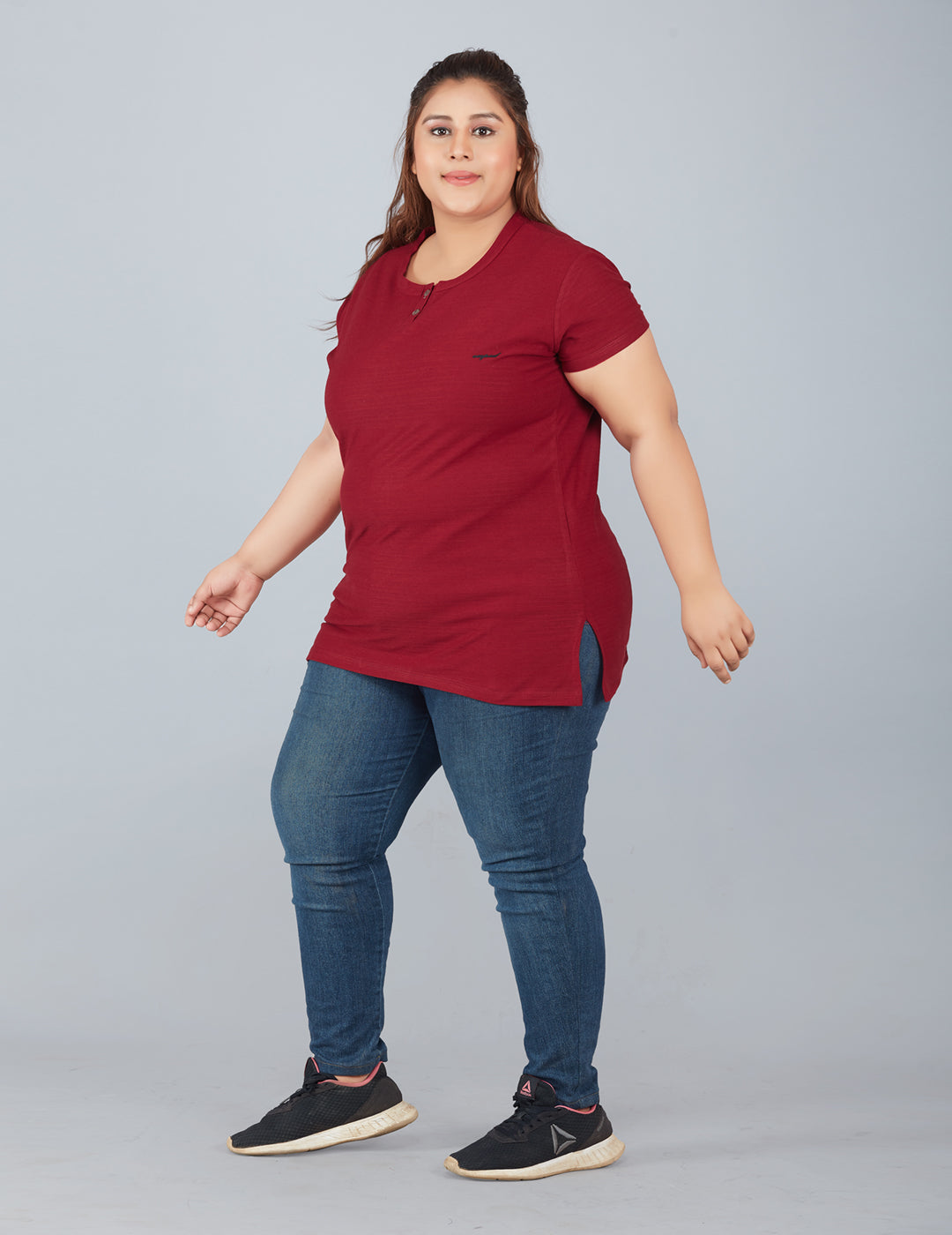 Plus Size Cotton T-shirts For Summer - Maroon