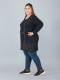  Black Printed Cotton Long Top 