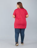 Plus Size Plain Cotton T-Shirt For Women - Pink